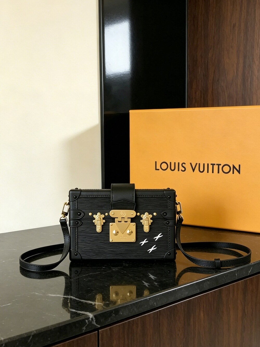 Louis Vuitton Petite Malle Black Epi Leather